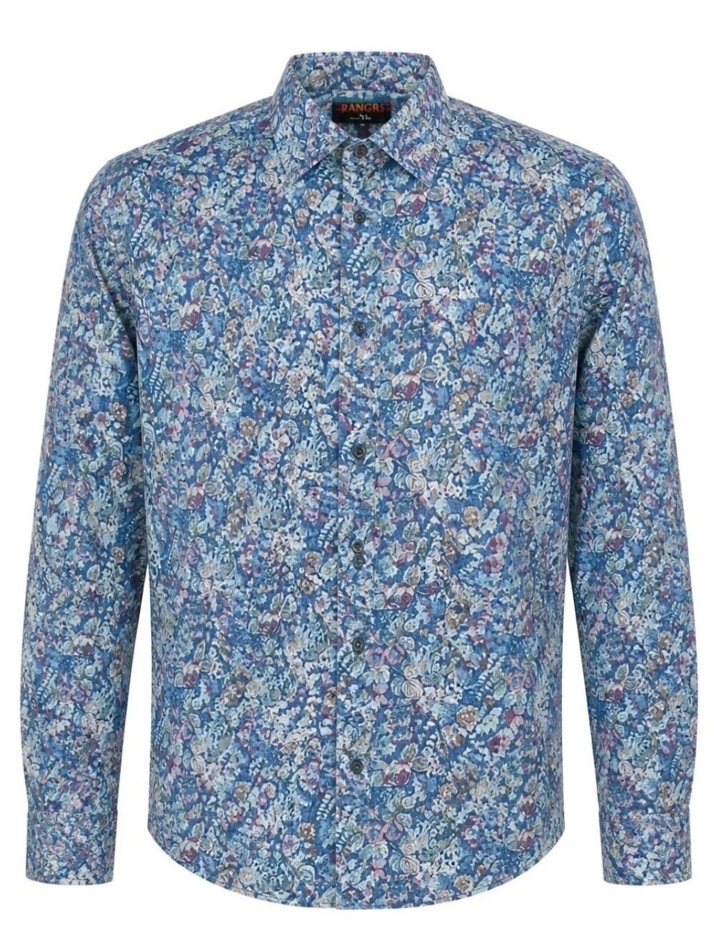 Tango By Max Raab Shirt Mens Large Blue Floral Button-Up Preppy Casual USA 90s